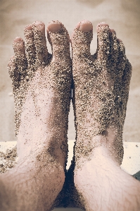 Hand sand white feet Photo