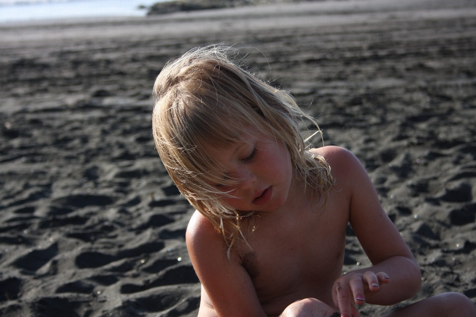 Hand beach sea sand