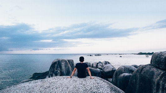 Man beach sea coast Photo