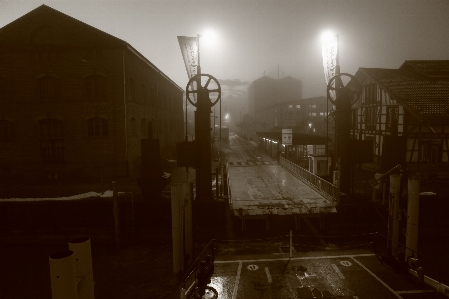 Light fog bridge night Photo