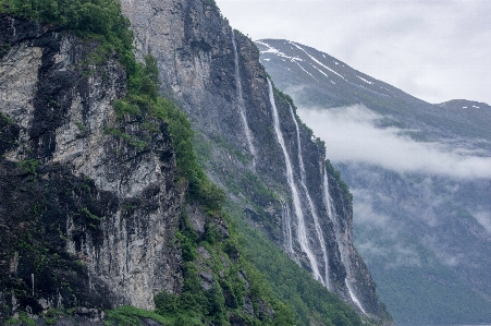 Tree waterfall mountain cloud Photo