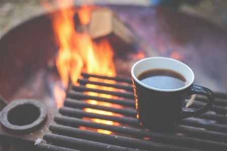 Kaffee holz feuer trinken Foto