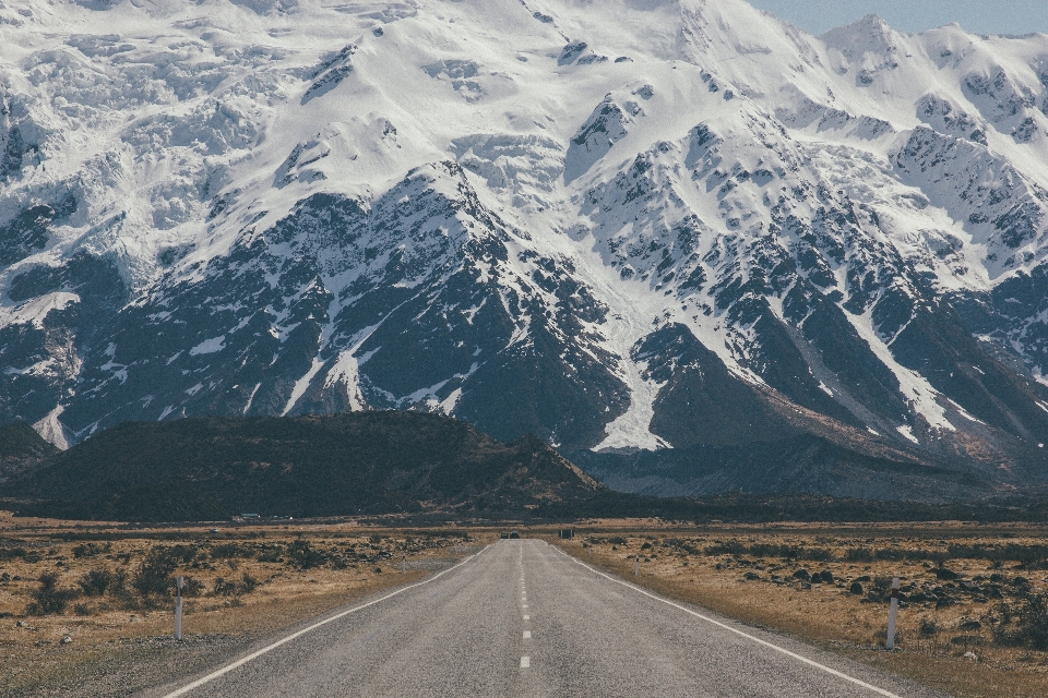 Landscape mountain snow road