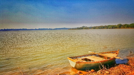 Sea boat morning shore Photo