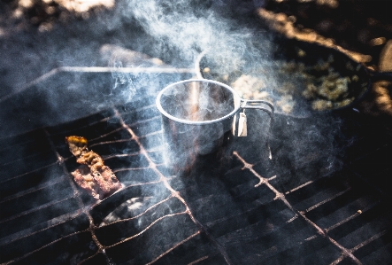 Foto Fumar fuego oscuridad
 parrilla