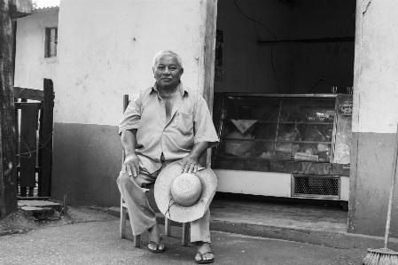 Man person black and white road Photo