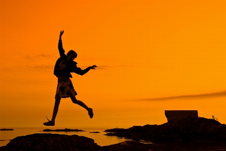 Sea silhouette sunrise sunset Photo