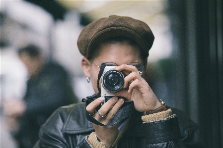 Foto Orang kamera fotografi juru potret