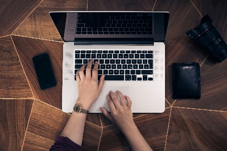 Computer work hand typing Photo