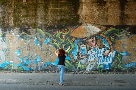 Graffiti painting art mural Photo