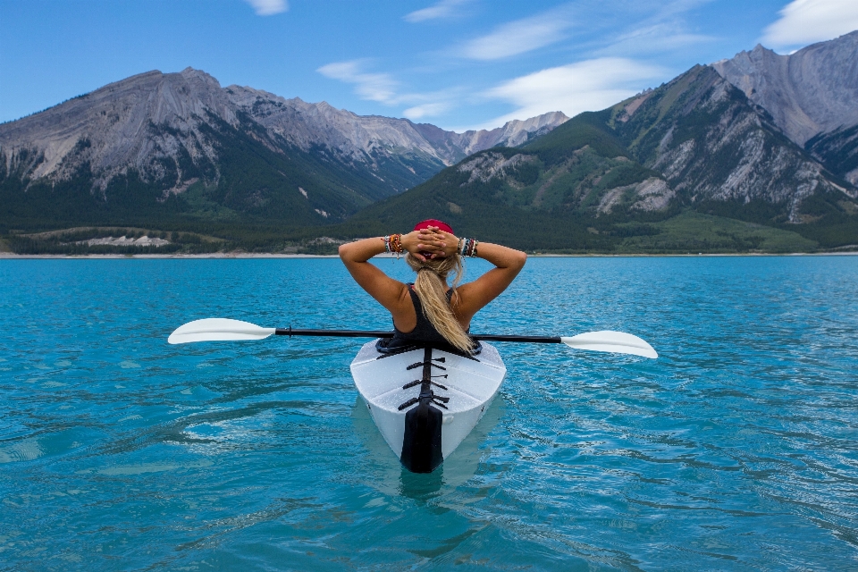 Water mountain woman lake