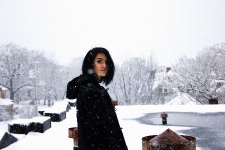 Tree snow winter girl Photo