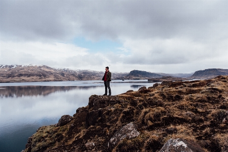 Man landscape sea coast Photo