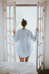 Woman hair white morning Photo