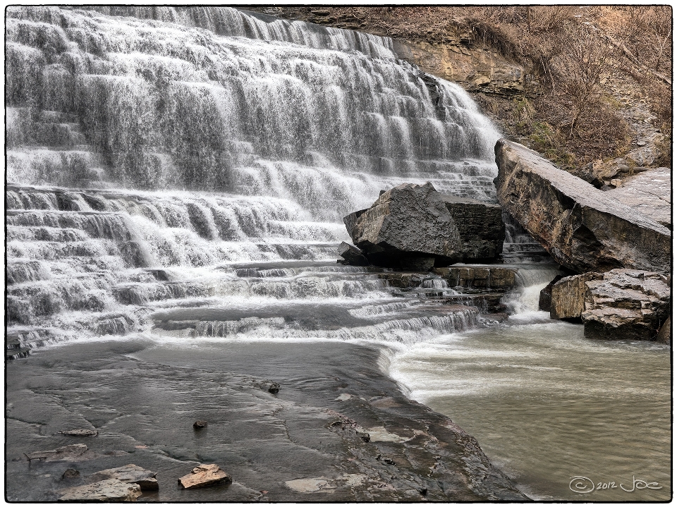 Coast water rock waterfall