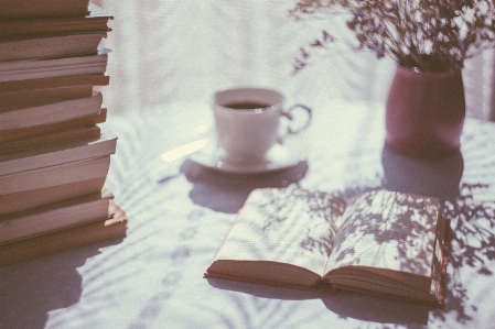 Book coffee flower petal Photo