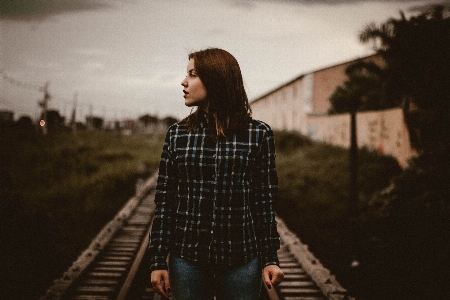 Girl woman photography train track Photo