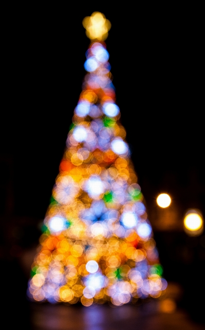 Pohon lampu bokeh
 natal