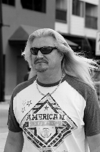 Man person black and white hair Photo