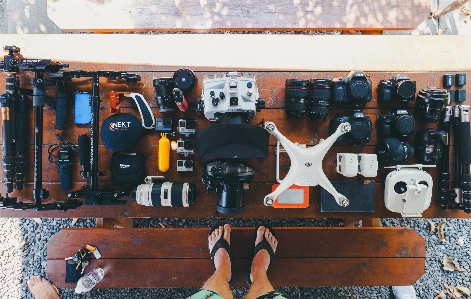 Foto Mobil mesin dengung flatlay
