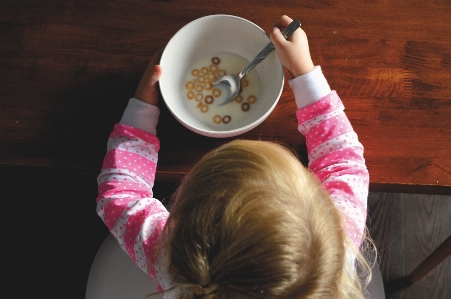 Hand hair child breakfast Photo