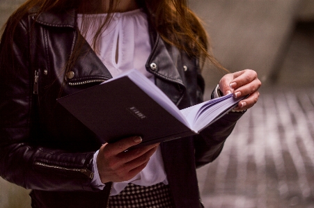 Book woman leather reading Photo