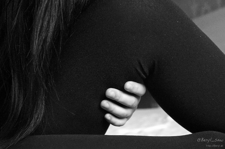 Hand black and white girl