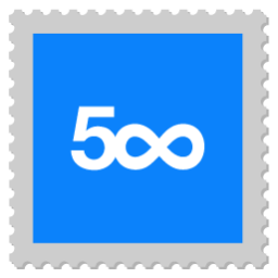 500px, logo, stamp