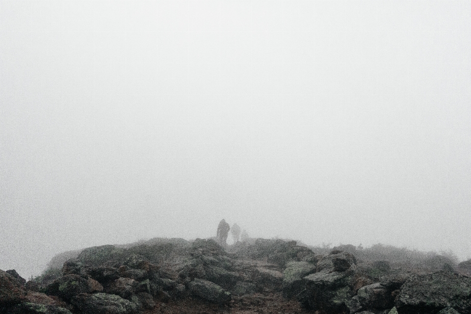 Sedang berjalan gunung salju kabut