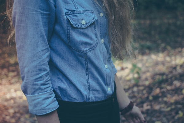 Leather model jeans spring Photo