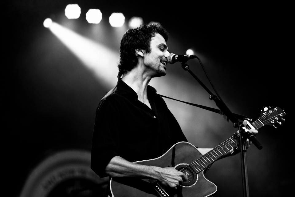 Person music black and white guitar