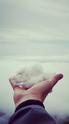 Hand person cloud white Photo