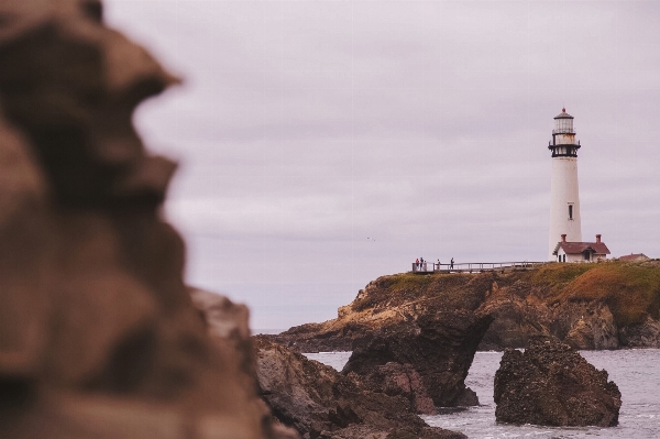 Sea coast rock lighthouse Photo